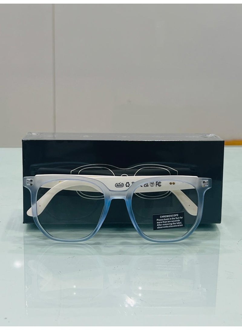 نظارات شمسية ذكية بتقنية البلوتوث SG-007 بإطار شفاف مع تحكم باللمس وتحكم صوتي للسلامة (أزرق) - Image 4